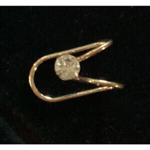 4404 Gold Double Loop Fake Nose Ring Fake Piercing Ear Lobe Lip Rhinestone